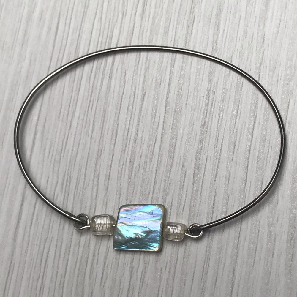 Abalone Shell Cuff Silver Plated Bracelet